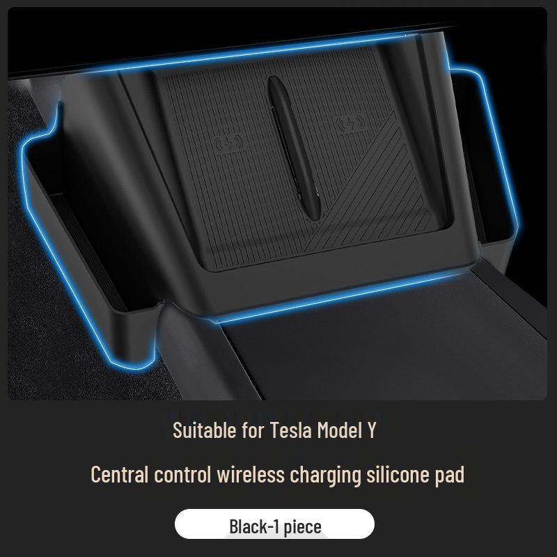 Silicone Non-Slip Wireless Charging Pad with Pocket for Tesla YL Console
