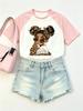 Streetwear Hiip Hop Girl Design T Shirts Short Sleeve Graphic Kids Children's Cat  T-shirt Casual Top Tee Summer Spring Clothes