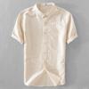 Men's Short Sleeve Slim Fit Breathable Cotton Linen Shirt
