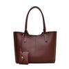 Women Large Capacity Solid Color Casual Pu Shoulder Tote Bag For Daily Use