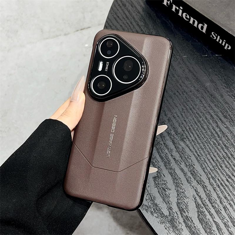 

Case For Huawei Pura 80 Ultra 80 Pro Hard Business PC Leather Ultra-thin Transformative Phone Back Cover For Pura 80Ultra Shell Huawei Pura 80 коричневый