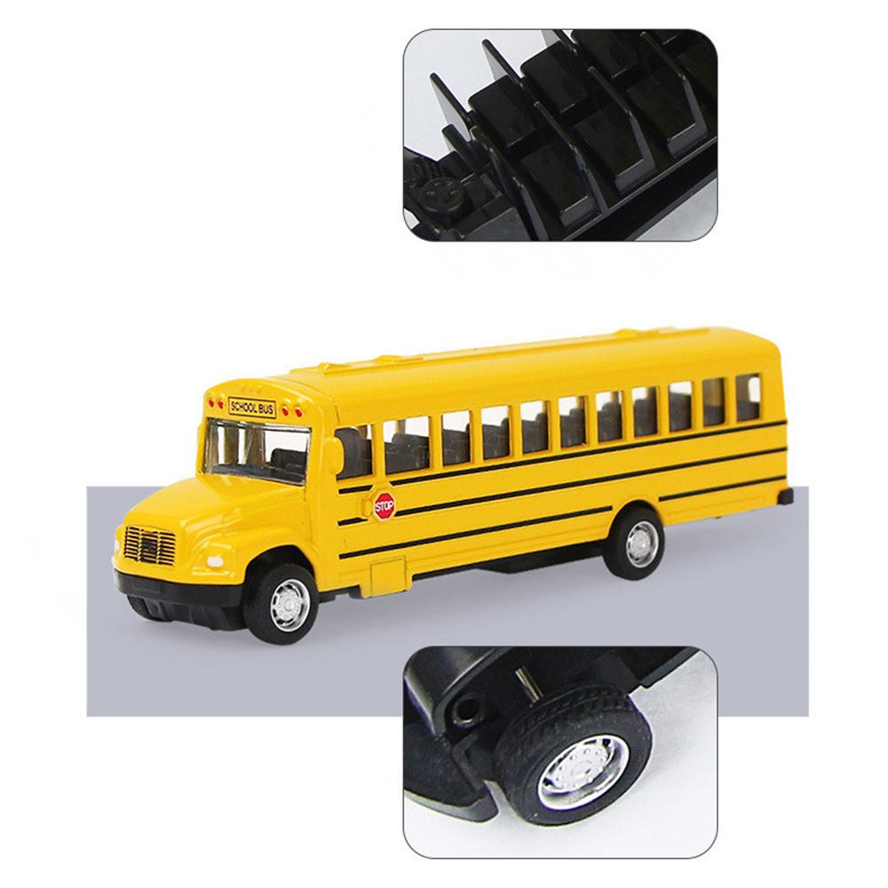 Diecast Alloy School Bus Toy for Kids Inertia Vehicle Model Pulled Car Educational Toys Birthday Gift for Boys 164