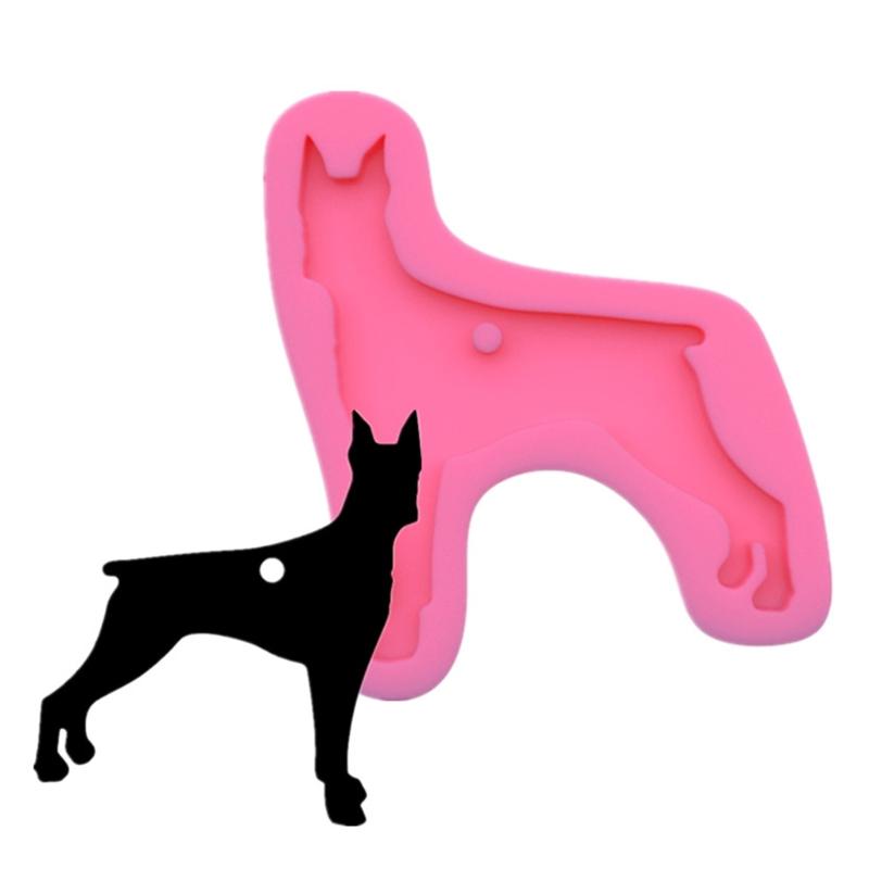 Shiny Dog Shaped Keychain Resin Mold DIY Crafts Pendant Silicone Mould Handmade Glossy Animal Puppy for Key Chain Decor