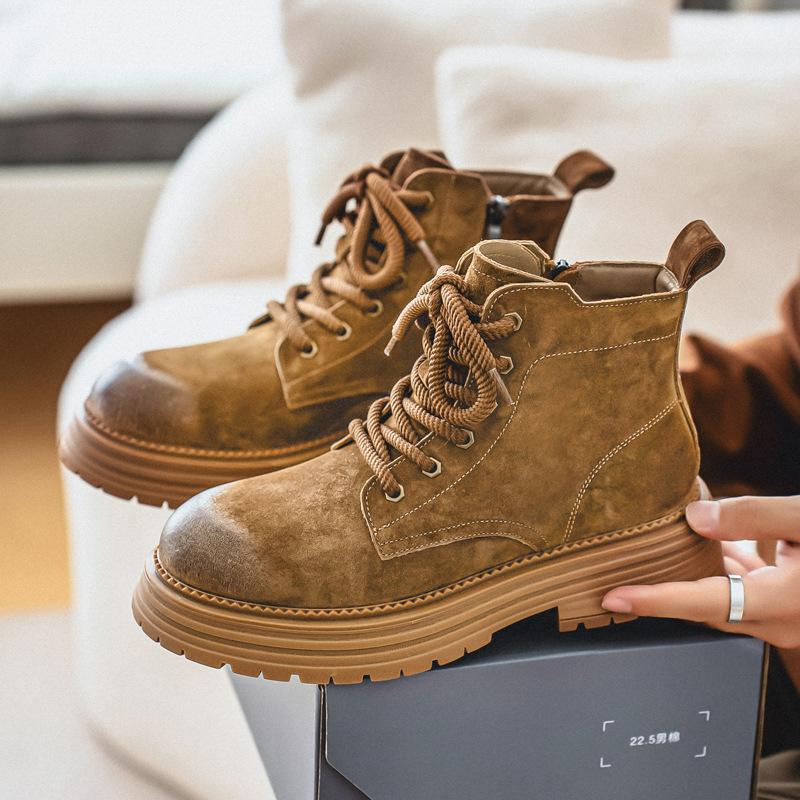 Martin Boots Men's Desert Boots New Autumn Couple Rhubarb Boots British Style High-top Men's Shoes Outdoor Tooling Boots