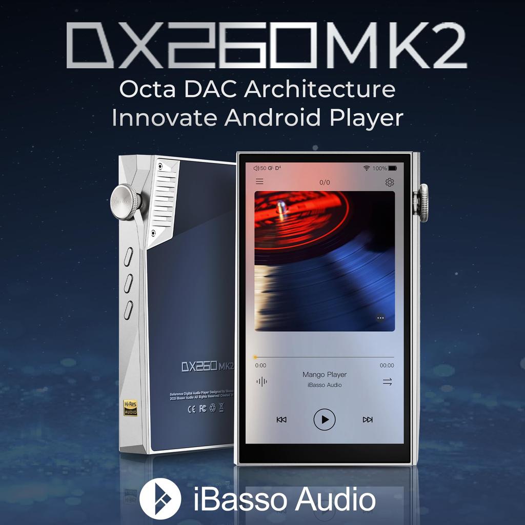 IBasso Audio DX260MK2 Android Audio Přehrávač s Octa DAC, Android 13 R2R Třída Snapdragon 665, 128GB RAM, Podpora USB-DAC, Přehrávání MQA, Bluetooth