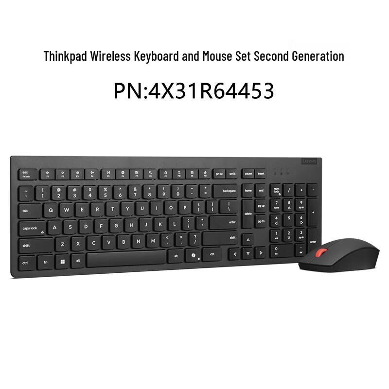 Lenovo 2nd Gen Thin Black Wireless Keyboard Mouse Set