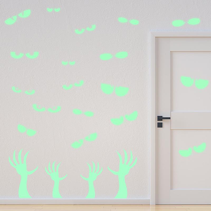 Halloween Stickers Luminous Eyes Ghost Party Decoration Stickers Fluorescent Horror Wall Stickers Holiday Party Room Decoration