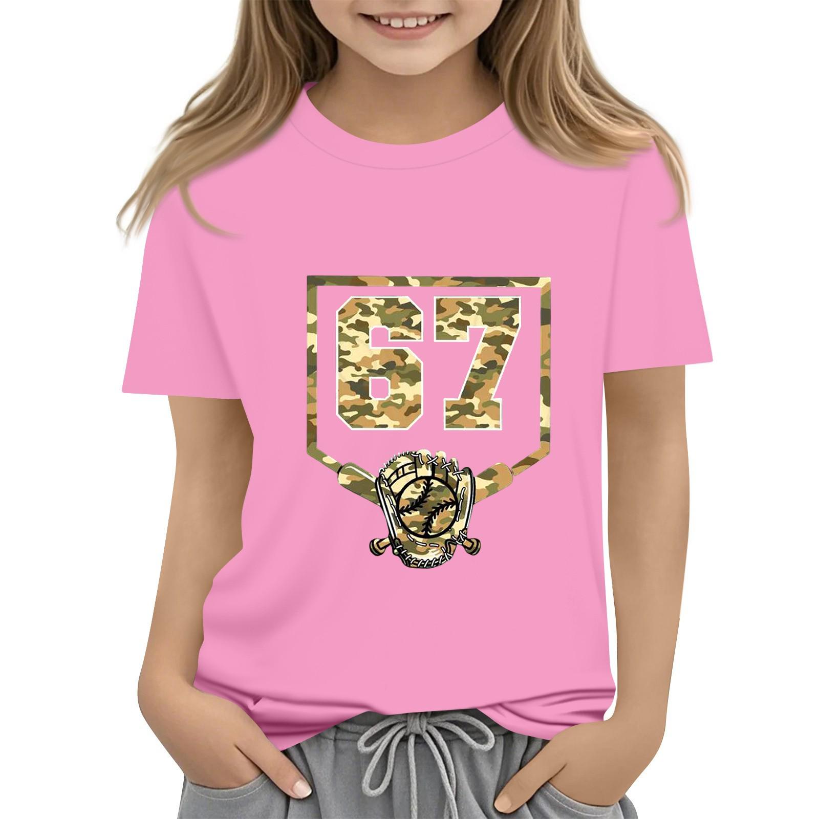 

Футболки для малюків, дівчаток, хлопчиків, дитячі футболки з принтом і короткими рукавами для хлопчиків і дівчаток 150 рожевий