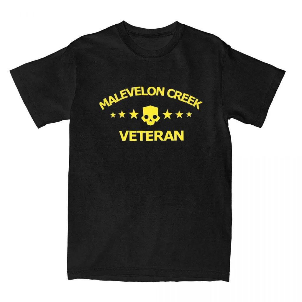 Helldivers 2 Malevelon Creek Veteran T-Shirts Men Vintage Pure Cotton Tee Shirt Round Collar Short Sleeve T Shirt Party Clothing