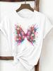 (Asian Size) trend lovely flower style Print Female Clothing T Shirt Woman Women Fashion Tee Top Short Sleeve Graphic T-shirts
