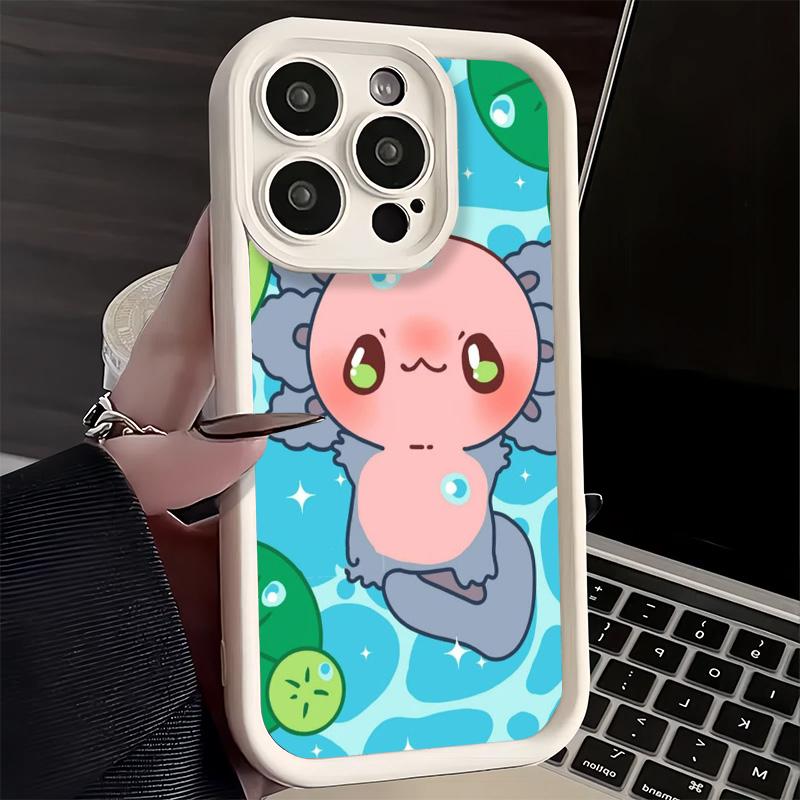 Phone Case for iPhone 17 Air 16E 15 16 Pro Max Axolotl Cartoon Cute Cover 14 Plus 13 12 Mini Soft Shell Silicone Fundas