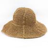 Wide Brim Straw Bucket Hat Classic Ruffle Crochet Summer Sun Hats Hollow Out Breathable Outdoor Travel Beach Hats for Women Daily Use