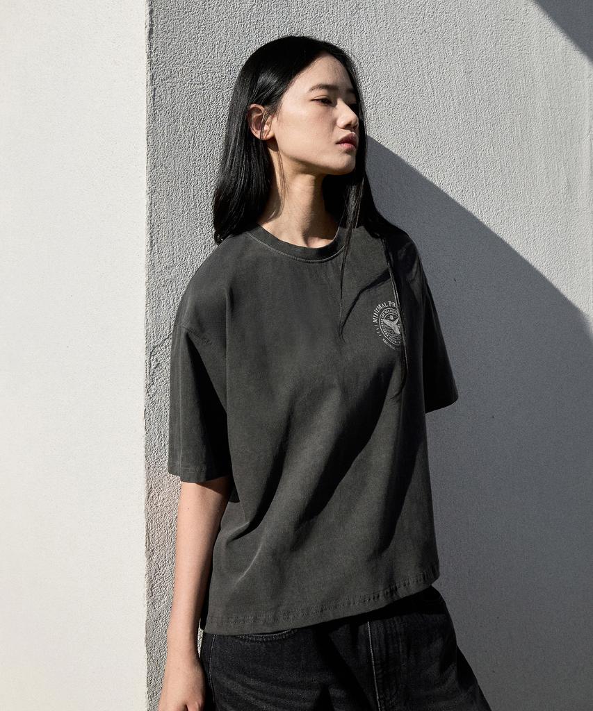 MINIMALPROJECT Whale Pigment Crop Short Sleeve T-Shirt Mst166C / 3 Colors