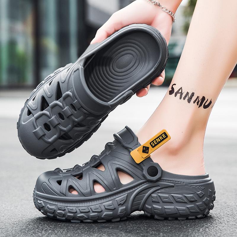 Herren Sandalen Sommer Dicke Sohle Clogs Garten Hausschuhe EVA Rutschfest Atmungsaktive Schuhe Outdoor Strand Pantoletten Mann Lässiger Anglerschuh