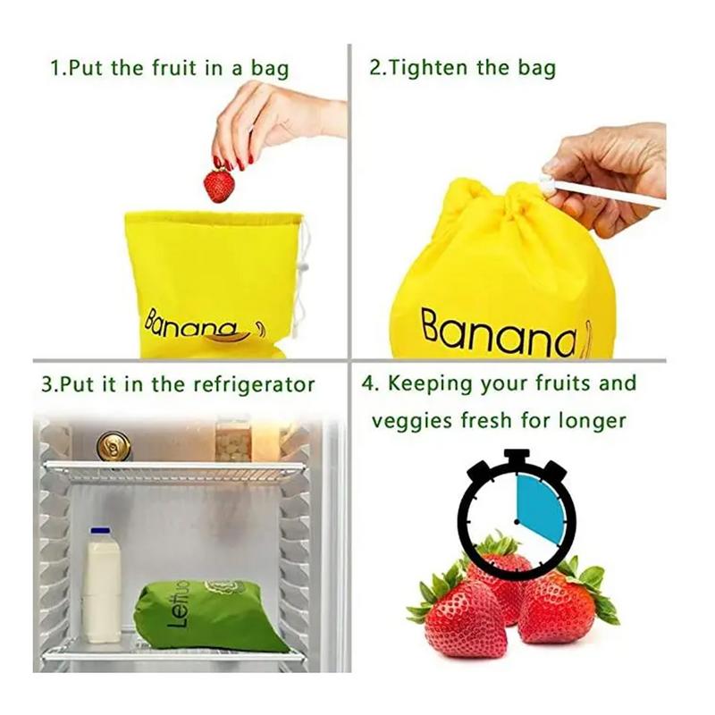 Drawstring Fruit Preserve Bag Reusable Grocery Bags Portable Banana Preserving Holder Prevents Odor And Keeps Food Fresh Keepper