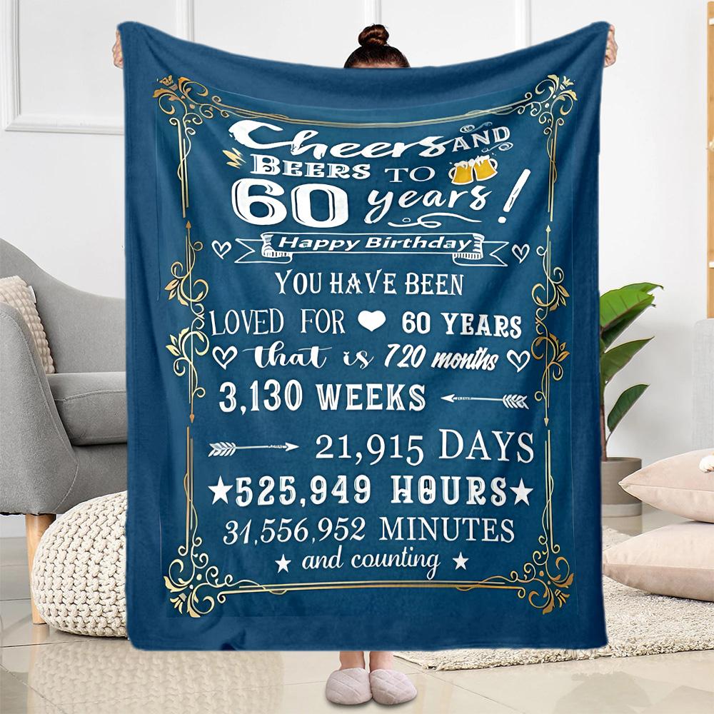 1pz Coperta Celebrazione Felice 60° Compleanno Morbida e Calda per Divano Ufficio Campeggio Viaggio Soggiorno Ottimo Regalo per Amici e Famiglia Confortevole