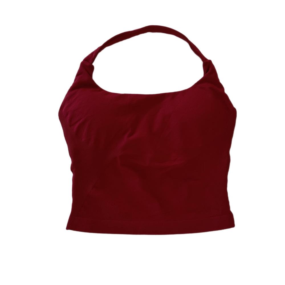 European Seamless Halter Neck Sports Vest & Ruched Yoga Shorts Set