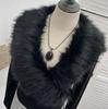 Millennial Hot Girl Fur Patchwork V-Neck Long Sleeve Slimming Top 23326