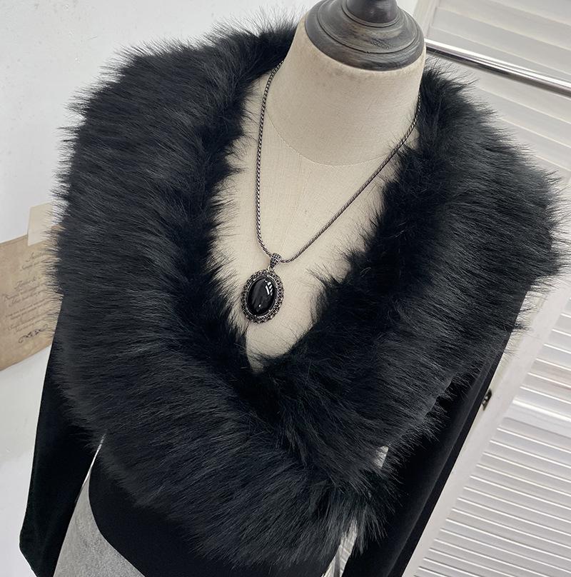 Millennial Hot Girl Fur Patchwork V-Neck Long Sleeve Slimming Top 23326