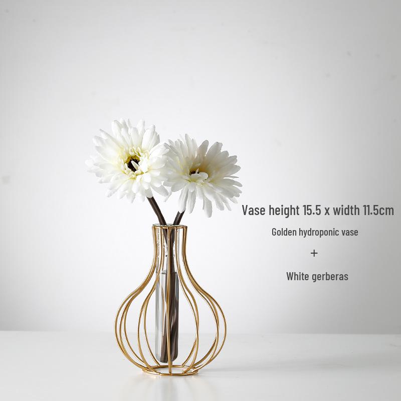 

Современная, роскошная стеклянная гидропонная ваза идеально подойдет для декора гостиной с искусственными цветами. hydroponic vase + white gerbera золотой