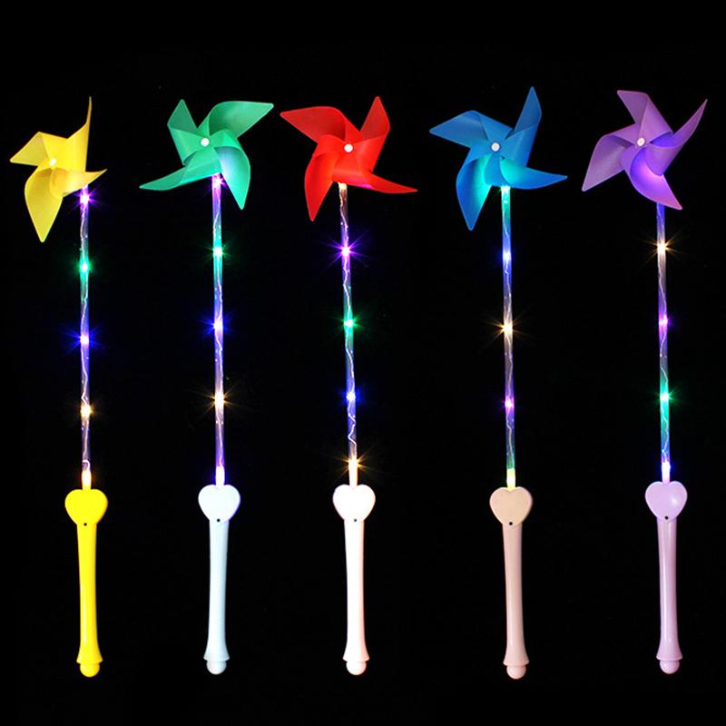 Children Fun Glowing Windmill Toys Funny Kids Diy Colourful Flashing Stick Toys Boys&Girls Birthday Holiday Party Supplies Gift