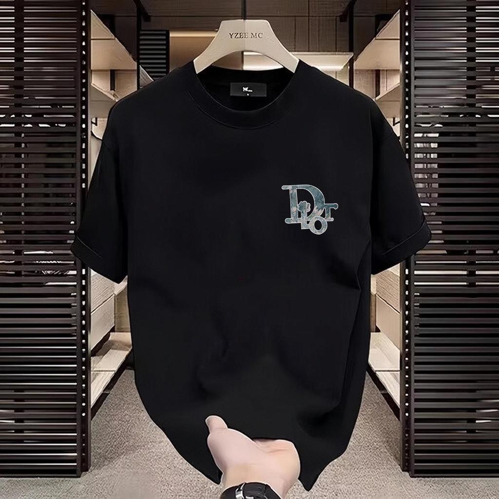 American Brand Men's Trendy Letter Print Loose Round Neck Short Sleeve T-shirt