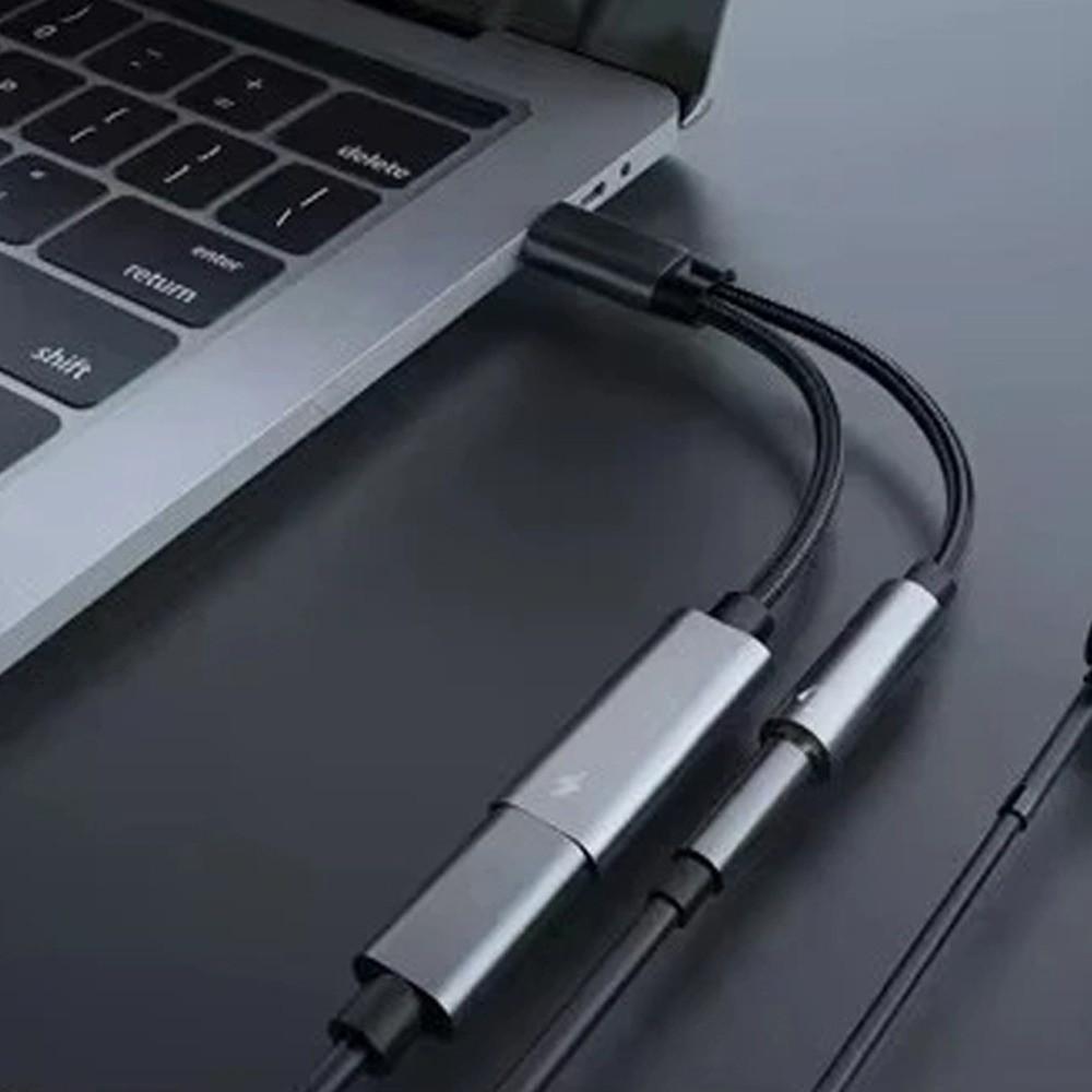 Universal 2 in 1 USB C Splitter PD 60W Type-C To AUX Adapter USB C To 3.5mm Adapter  Fast Charging