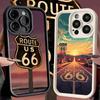 Handyhülle für iPhone 17 Air 16E 15 16 Pro Max America Route 66 Cover 14 Plus 13 12 Mini Weiche Silikonhülle Fundas