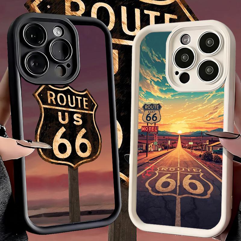 Handyhülle für iPhone 17 Air 16E 15 16 Pro Max America Route 66 Cover 14 Plus 13 12 Mini Weiche Silikonhülle Fundas