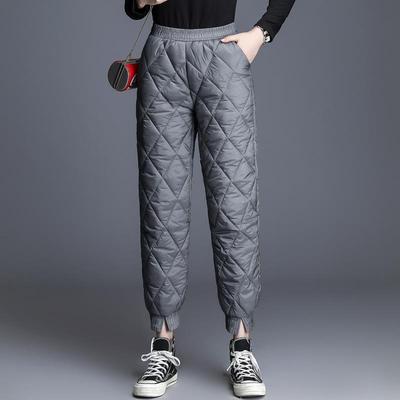 Women Elastic Waist Down Trousers Warm Harem Pants Trousers High Waist Long Pants