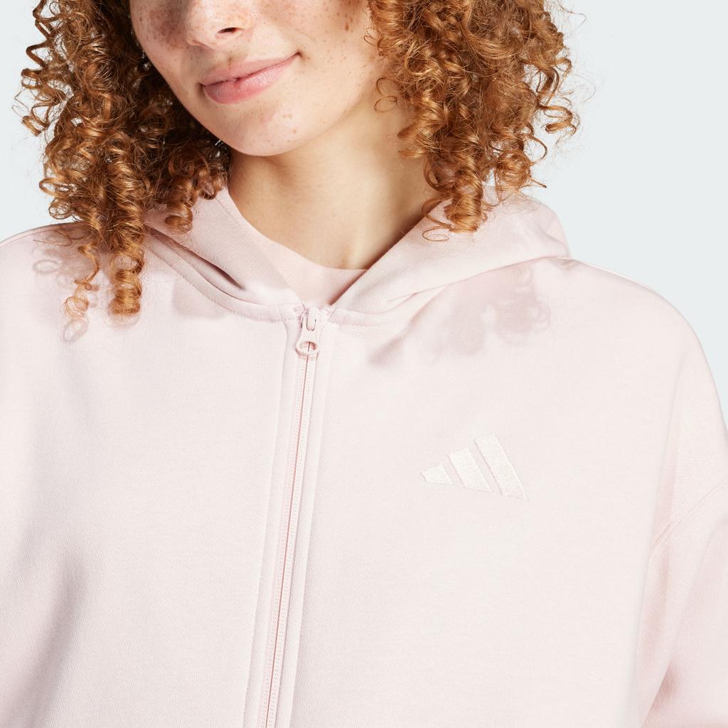 Adidas All Season Fleece Full-Zip Hoodie Women Jacket Sand Pink IY6804