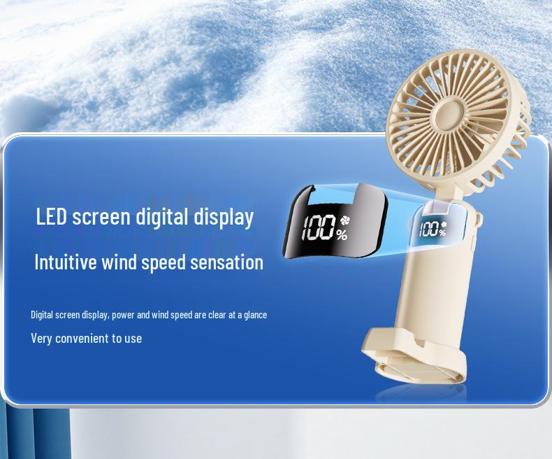 Foldable Mini Fan with Digital Display for Desk, Dorm, or Outdoor Use