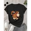 European Sizes Graphic Print T-shirt, Long Sleeve Crew Neck Casual Top for Summer & Spring, Women's Clothing