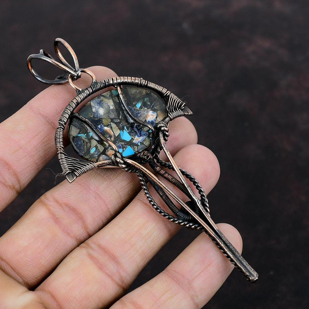 Copper Multi Turquoise Pendant Copper Wire Wrapped Pendant Very Pretty Gemstone Jewelry Elegant Pendant Handmade Copper Jewelry Gift For Him