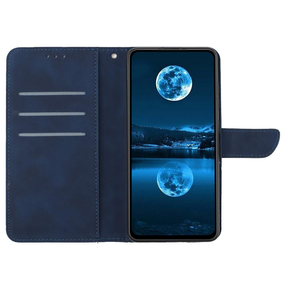 

For Motorola Moto G15 4G Case Skin Touch Lines PU Leather Flip Phone Cover Blue