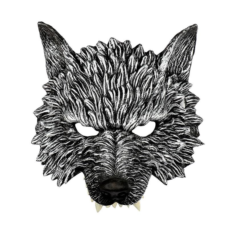 1PC Half Face 3D Animal Mask Cosplay Wolf Head Mask Realistic Costume Accessories Props Werewolf Mask PU Foam