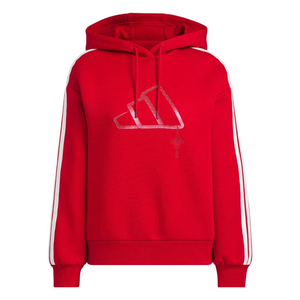 Adidas Casual Series Merkelogo Hettegenser Genser med striper Tykk genser Damegenser Energy-Red JZ1636