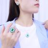 Recommended Imitation Emerald Set, Royal Sapphire Colored Treasure Pendant, Open Ring, Micro-Set Earrings.