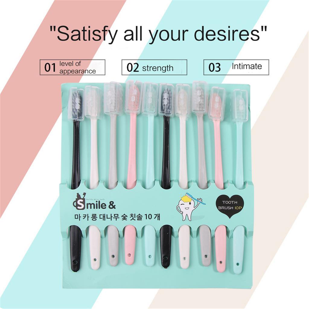 Macaron Toothbrush Set Soft Bristles With Protective Cover Oral Care Tools