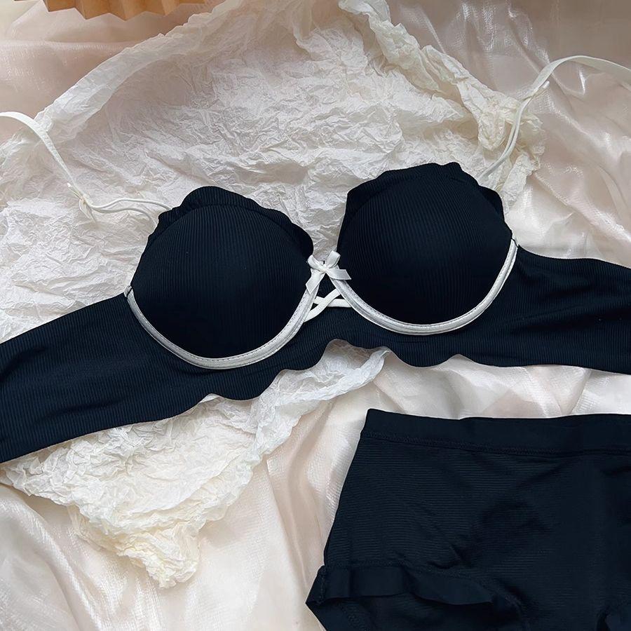 Girls Push Up Bras Lace Floral Deep V Underwear For Women's Lingerie Solid Simple Backless