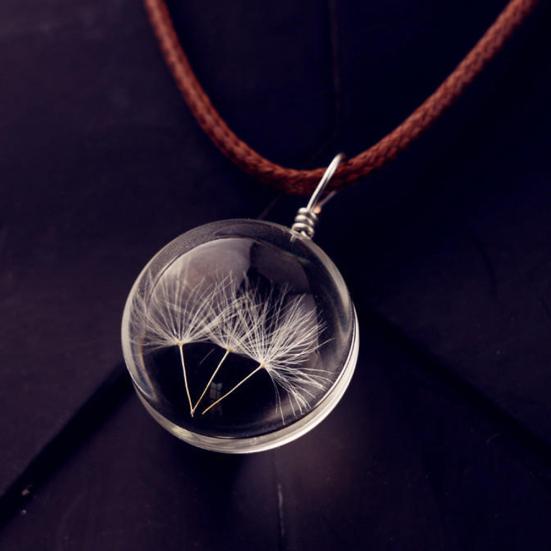 Stilvolle Löwenzahn-Glas-Halskette, Auto-Kugel-Anhänger, hängende Innendekoration