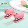 Easy Use Stapler for Daily Homework Mini Cartoon Stapler, Cute Pig Shape, Portable Lightweight PVC Pencil Case Shell Binding Tool, Handheld School And
