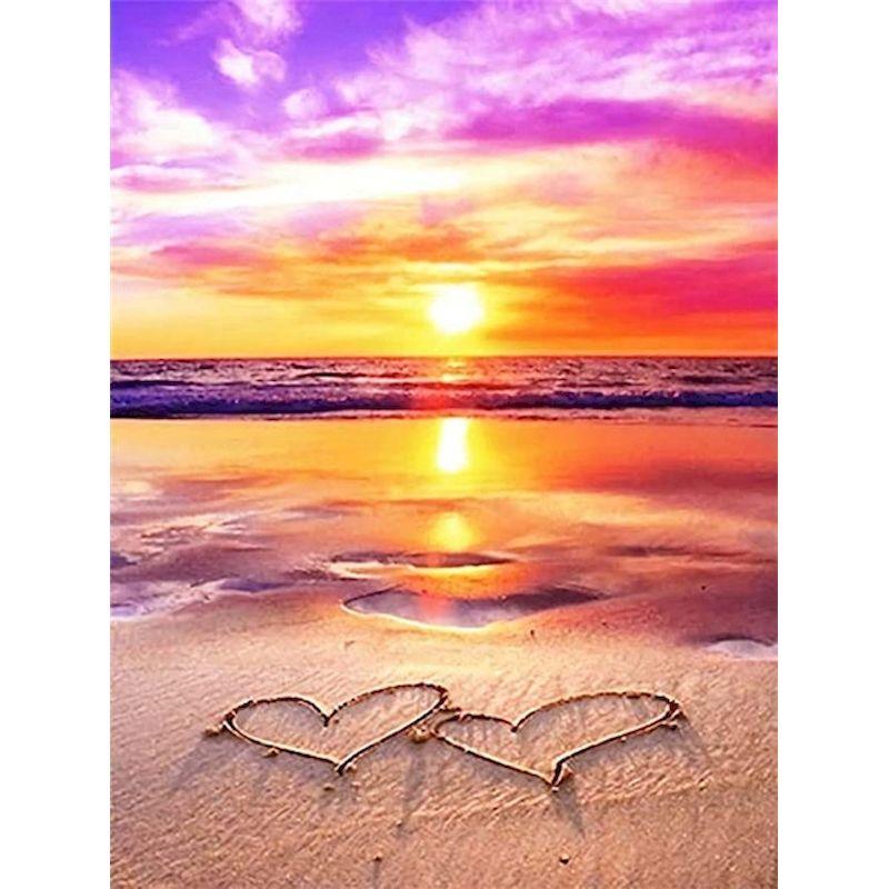 5D Diy Full Round Drill Diamond Painting Cross Stitch Heart Shape Landscape Diamond Embroidery Home Decor Gift