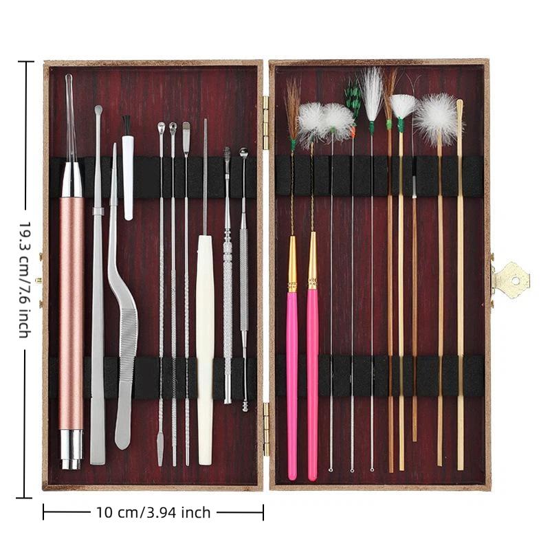 Eco-friendly Ear Picking Tool Set Gentle Goose Feather Massage Stick Polished Ear Scoop for Daily Ear Health Care