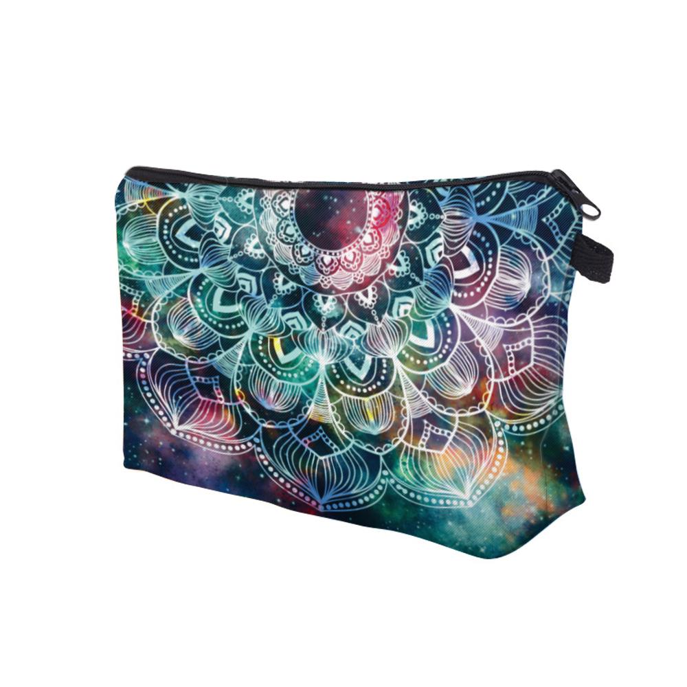 3D Galaxy Mandalora Makeup Pouch - Vibrant Cosmic Pattern Polyester Cosmetic Bag with Zipper, Portable Organizer for Travel & Gifts