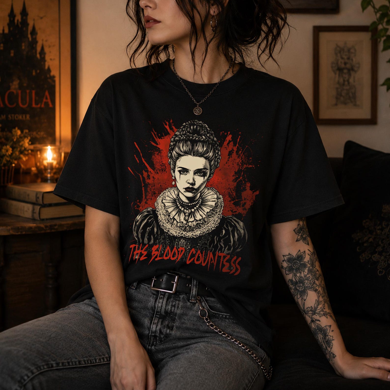 Elizabeth Bathory T-Shirt: Gothic Gift Blood Countess Tee, Victorian Horror Tee, Horror Aesthetic Tee, Macabre Gothic Top, Erzsébet Báthory 3XL