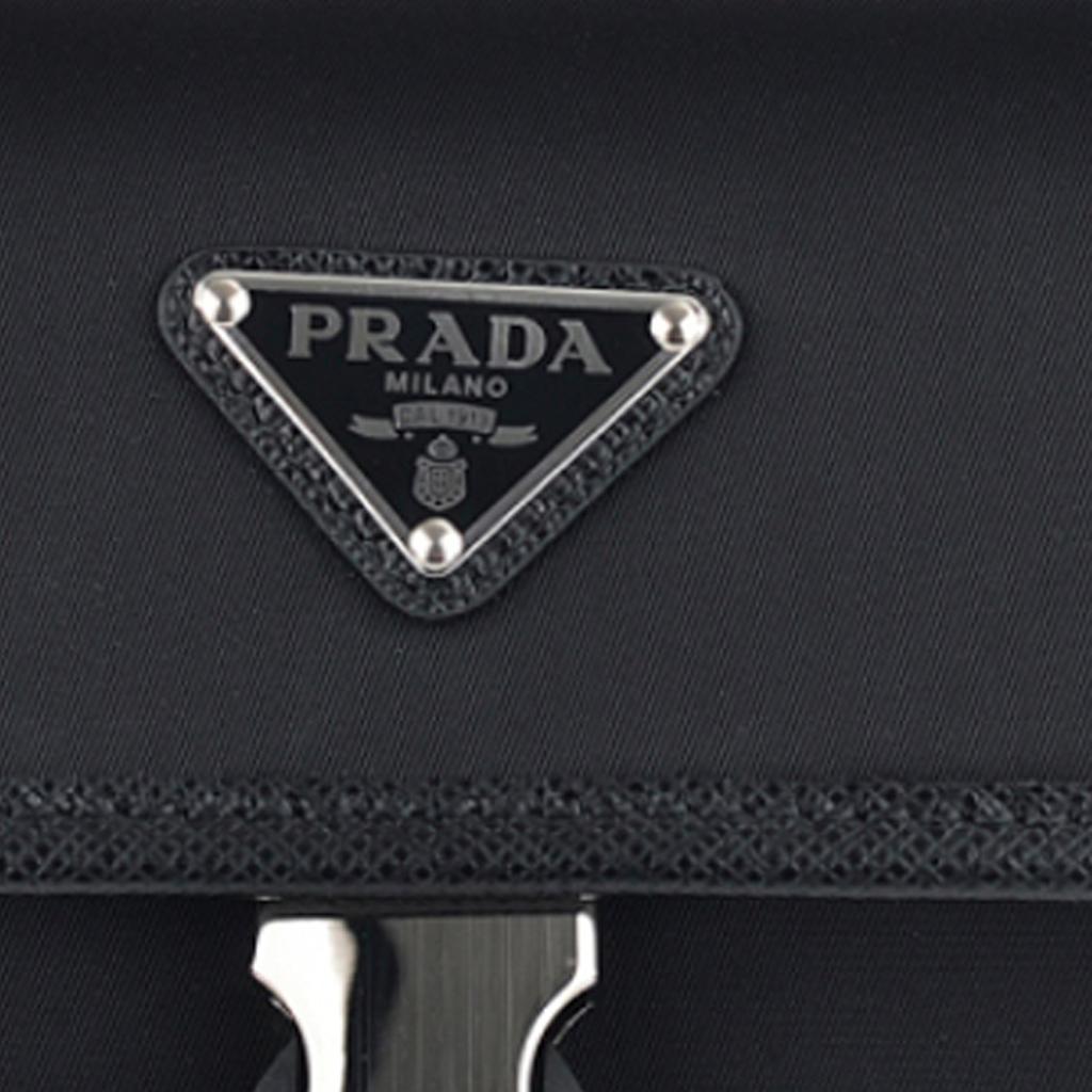 Prada Saffiano Silver Buckle Functional Recycled Nylon And Saffiano Leather Camera Bag Unisex Bags Black 2ZH108-2BBD-F0002