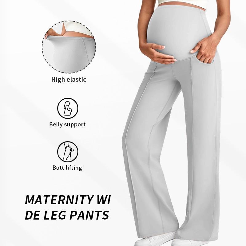 European Maternity Wide-Leg Pants: High Waist, Breathable, Belly Support, Comfortable Fit for Autumn & Winter.