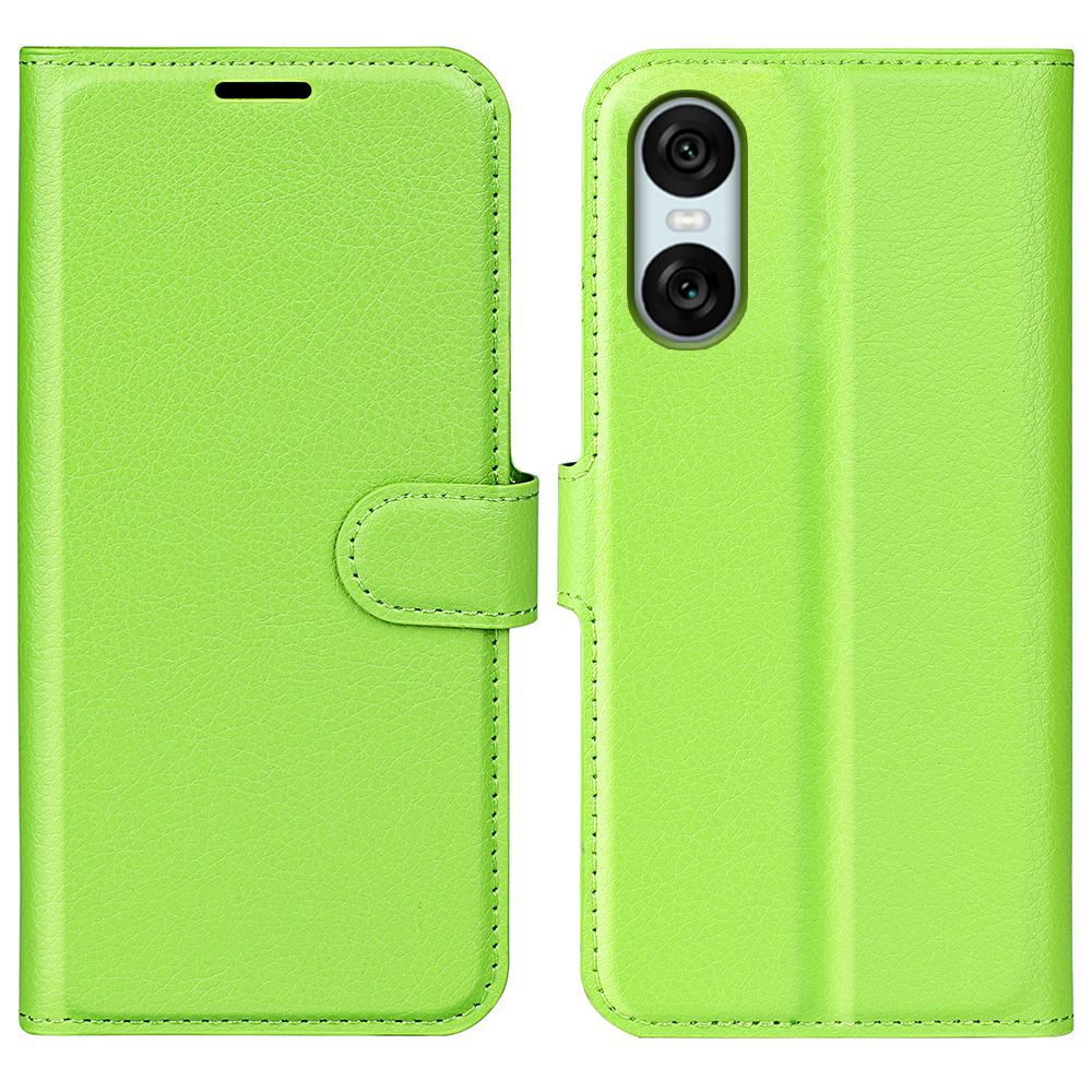 

For Sony Xperia 10 VI Case Litchi Texture Leather Wallet Phone Cover Green