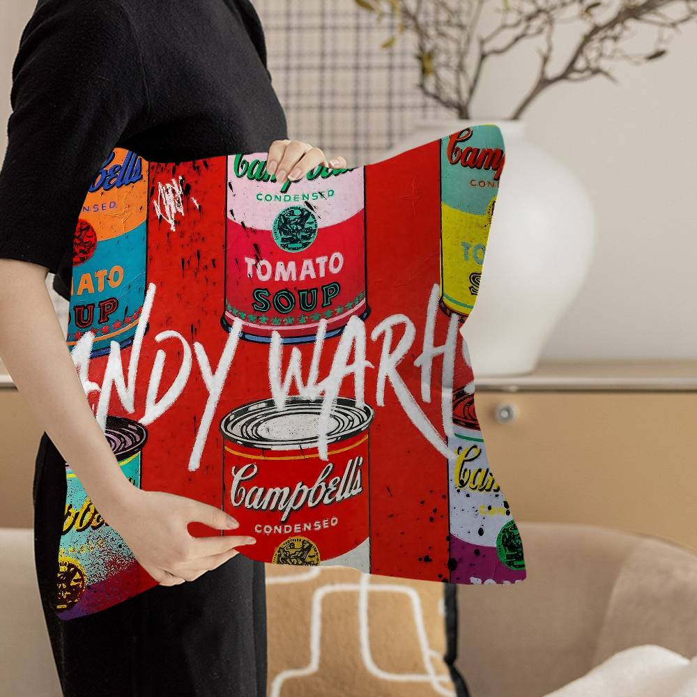 

Энди Уорхол Поп-арт Томатный суп Персонализированная наволочка Детская спальня Декор для вечеринки Наволочка Подарок на день рождения ребенка 12x12Inch